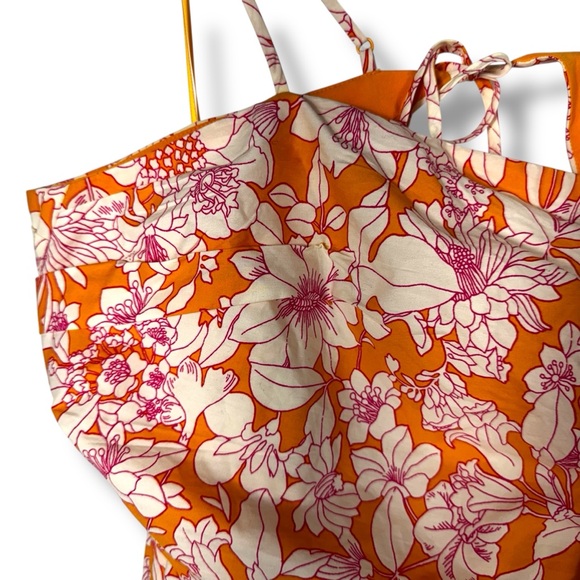 J Crew Collection Side-Cutout Poplin Midi Dress, Orange Floral, Size 18 - Picture 6 of 15